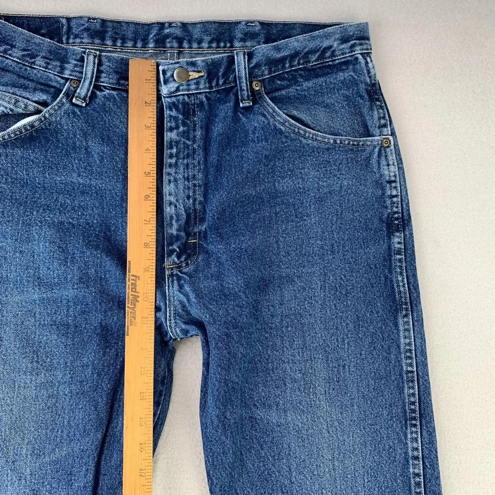 Wrangler Jeans‎ Mens 36x32 Dark Denim Regular Fit Western Faded Workwear